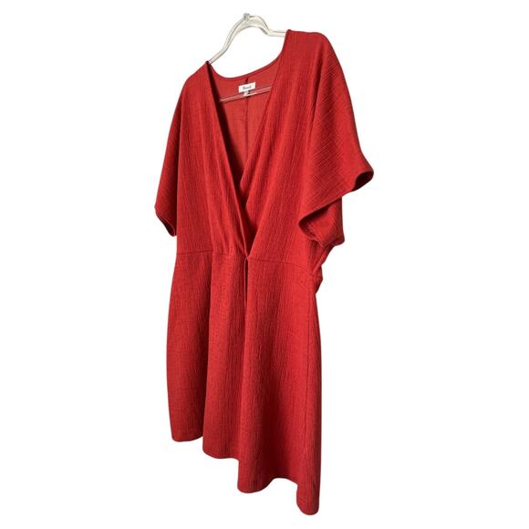 Madewell Women’s Wrap Mini Dress‎ Size 3X Burnt Orange Textured V-Neck - Picture 6 of 8
